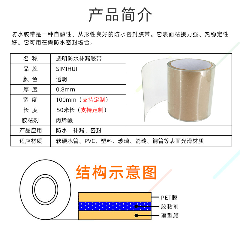 强力全能防水胶带高粘度补漏陶瓷塑料盆水桶玻璃水管止漏支持定制